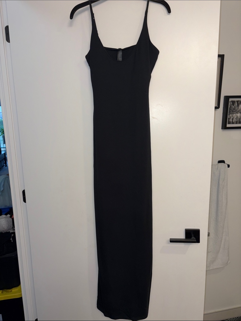 SKIMS Classic Black Scoop Neck Maxi Dress - Women